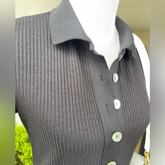 ☘️ H&M Midi Polo Shirt Ribbed Knit Dress with Short sleeves and Side Slit i… - Picture 12 of 15